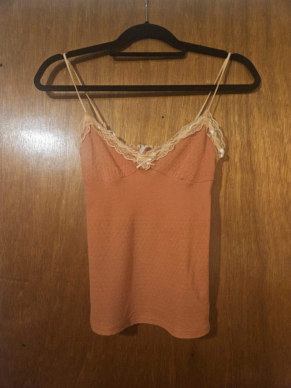 Free People Rust Orange Lace-Trim Camisole